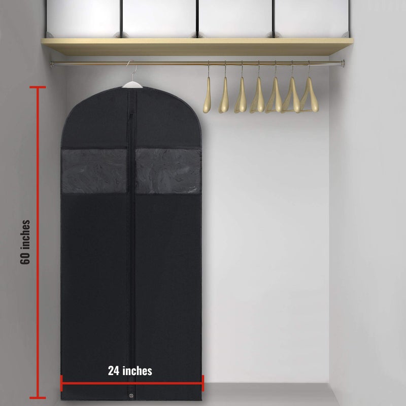 PLX 60" Black Garment Bags for Hanging Clothes, Women Dress Bag Men Suit Bag for Travel and Clothing Storage of Shirts, Fur Coats, Dance Costumes Suit Cover Closet Storage Long Garment Bags w/Zipper - Image 4